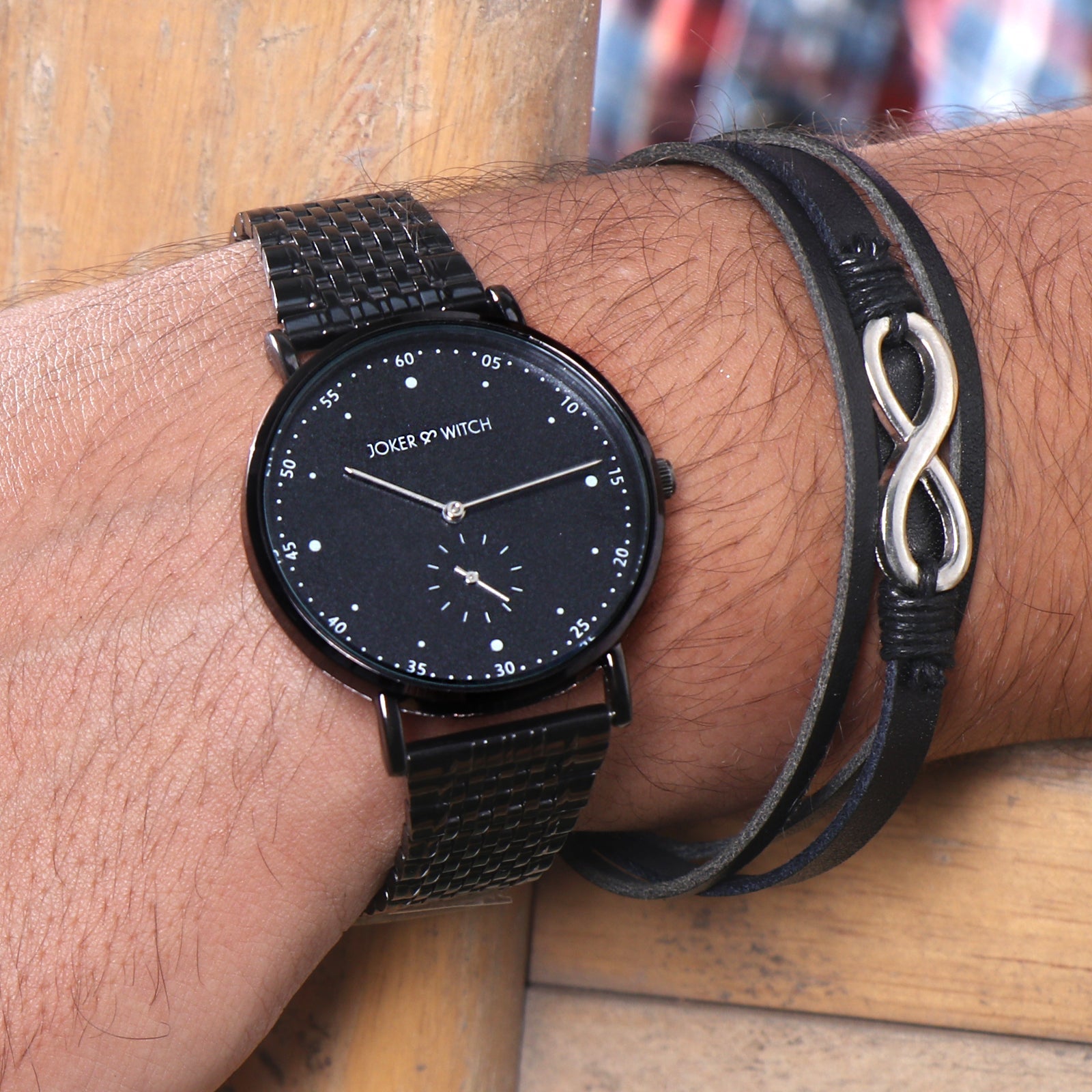 Smoky Black Men's Watch Bracelet Stack
